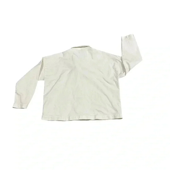 Eileen Fisher Cotton Blend Lightweight Jacket Large Cream Button Pockets Stretch - Picture 9 of 10